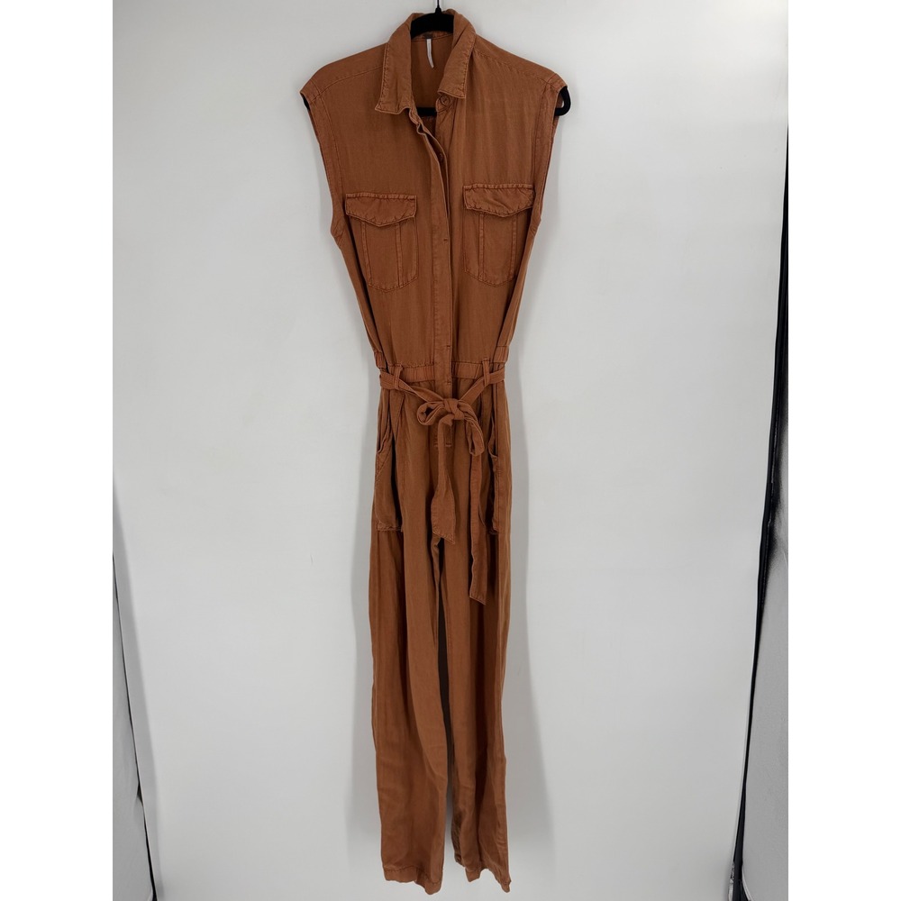 YFB Young Fabulous & Broke Jumpsuit Womens XS Rust Linen Utility Safari Core - Picture 3 of 13
